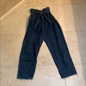 High paper bag waisted cropped jean